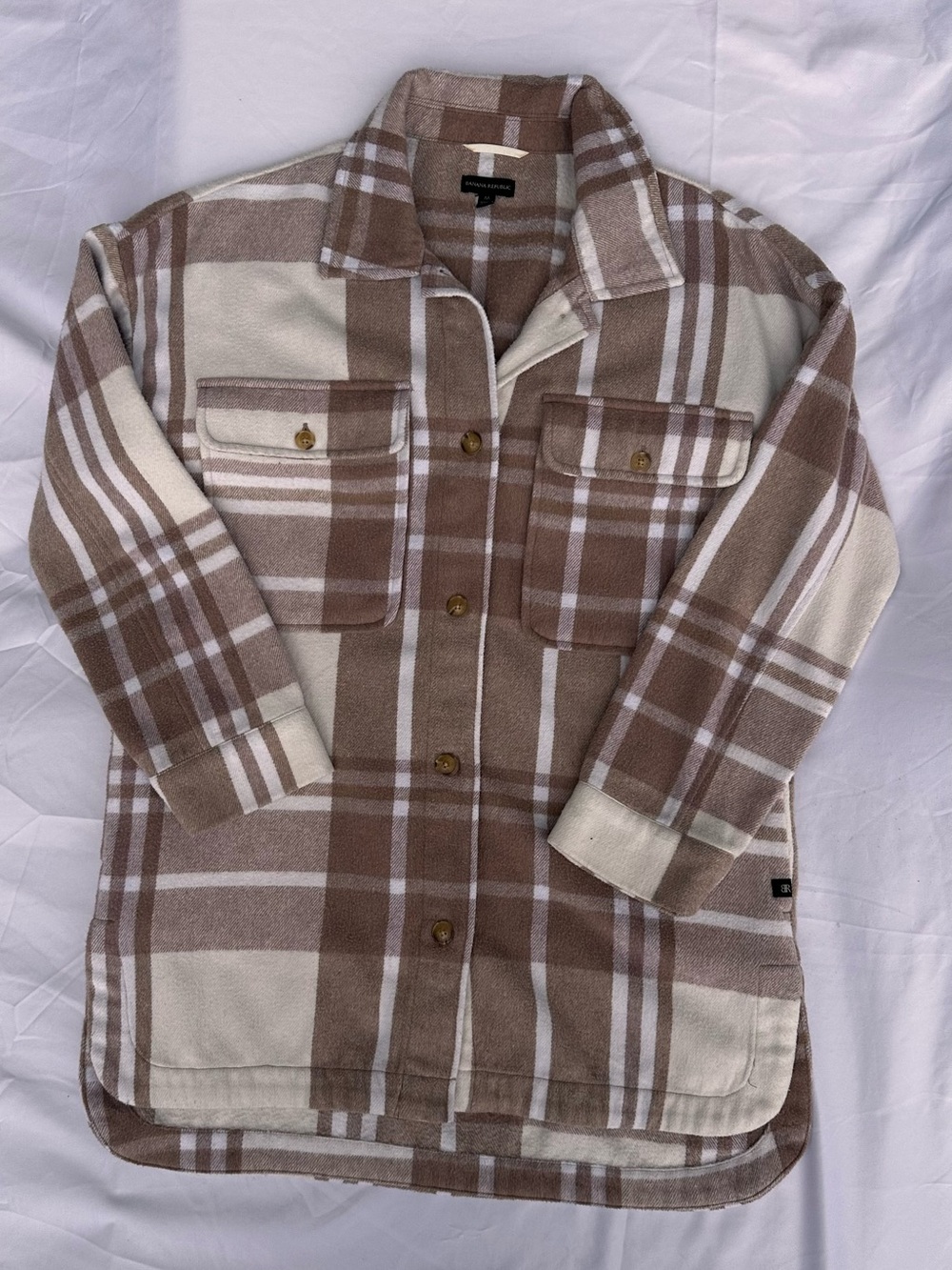 Banana Republic Brown Cream Plaid Shacket Size M